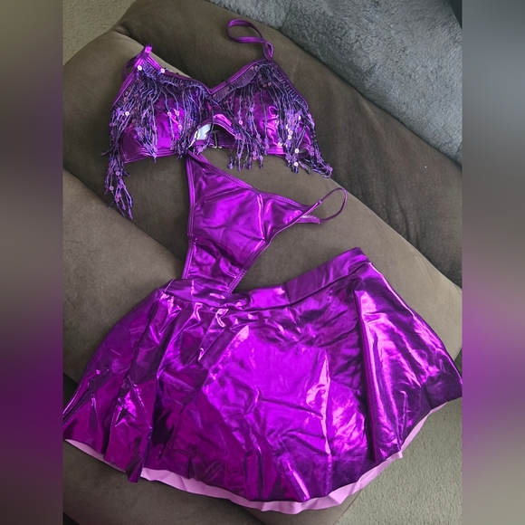 Shimmering Purple Bikini Set - Festival/Rave Outfit #765 - Picture 2 of 9